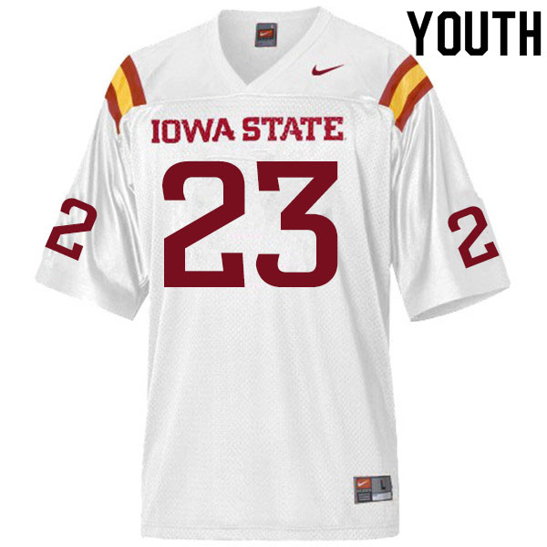 Youth #23 Parker Rickert Iowa State Cyclones College Football Jerseys Sale-White - Click Image to Close